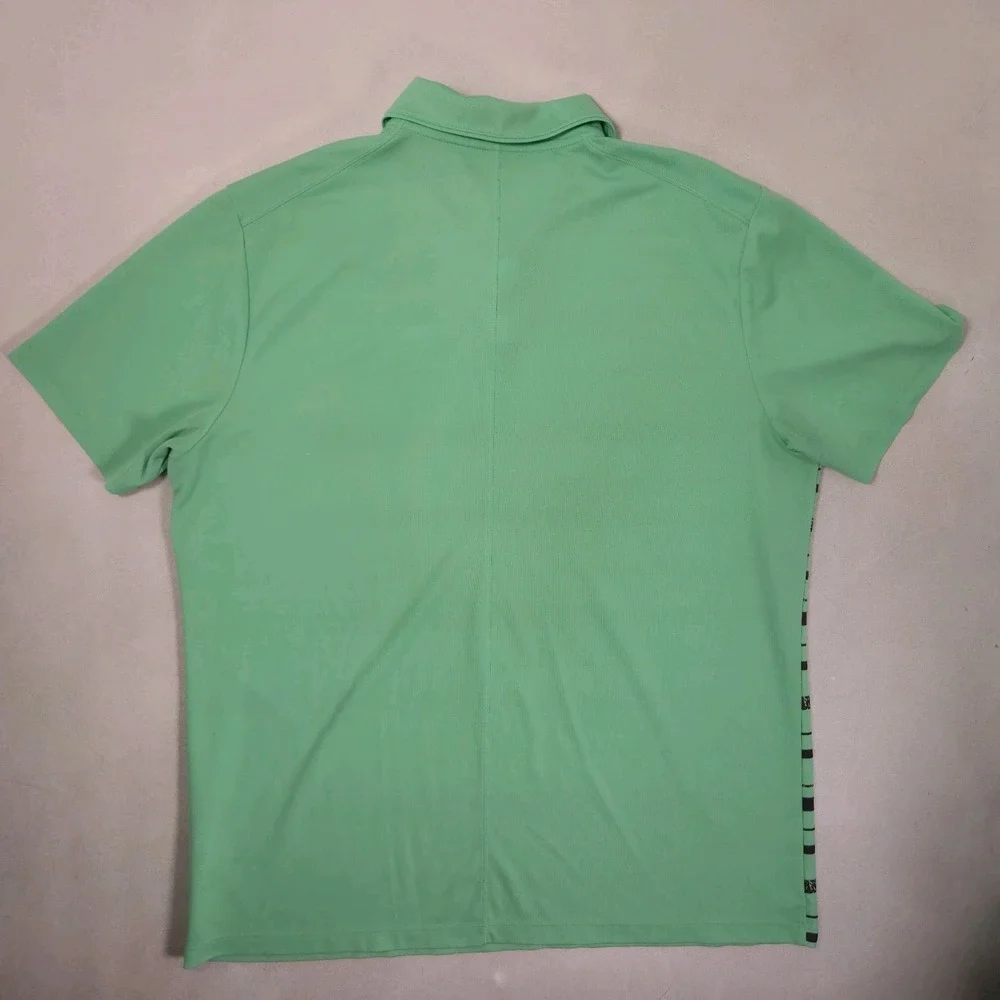 Nike Golf Dri Fit Standard Fit Polo Shirt Lime Green Graphic Stripe Mens Large